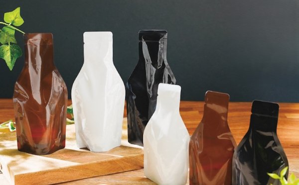 画像1: ボイル(90℃)対応 瓶型スタンドパック ビンパウチ(白色) BIN-0200wh (100×210(29)mm) カウパック 1ケース1,400枚入り (1)