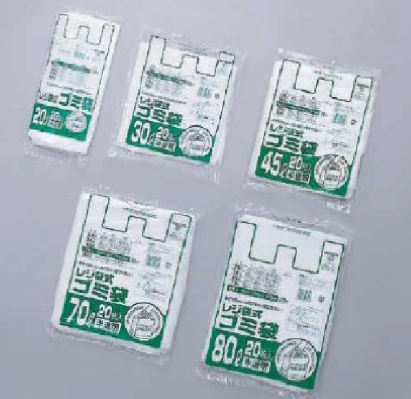 画像1: 業務用ポリ袋 レジ袋式ゴミ袋 30L用 半透明 厚み0.018mm (500(350)×700mm) 福助工業 1ケース800枚入り (1)