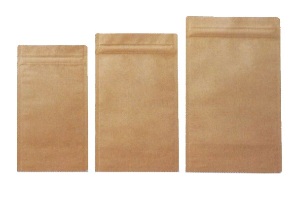 画像2: ラミジップ スタンドパック 未晒クラフト・ポリタイプ (KRE) KRE-14 (32+200×140(41)mm) 生産日本社 1ケース1,300枚入り (2)