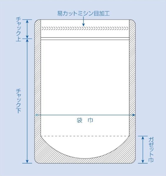画像2: ラミジップ スタンドパック易カットNYタイプ (MY) MY-14 (35+200×140(41)mm) 生産日本社 1ケース1,000枚入り (2)