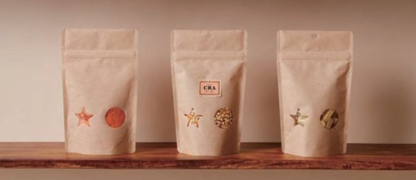 画像1: 窓(◯☆)抜きクラフト(茶) チャック付き スタンドパック CRAタイプ CRA-1 (120×200(160)×35mm) ベリーパック(富士カガク) 1ケース1,000枚入り ※個人宅別途送料 (1)