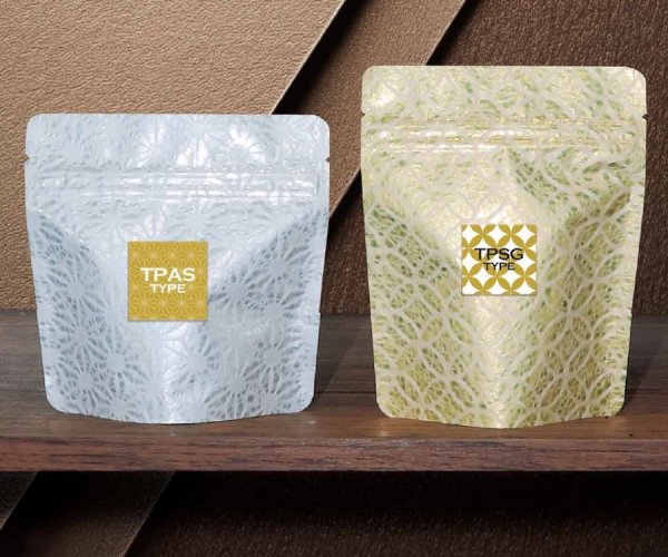 画像1: 麻葉紙貼りアルミ蒸着 チャック付きスタンドパック TPASタイプ TPAS-1 (130×130(100)×38mm) ベリーパック(富士カガク) 1ケース700枚入り ※個人宅別途送料 (1)