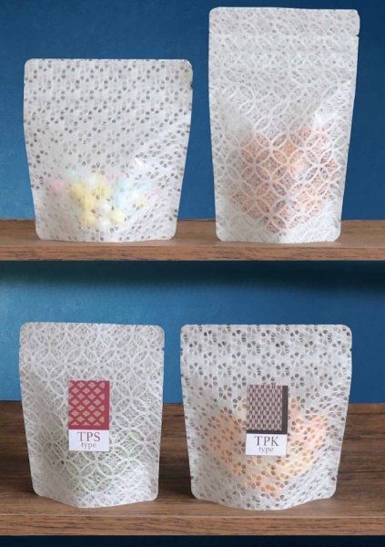 画像1: 七宝紙貼り透明蒸着 チャック付きスタンドパック TPSタイプ TPS-2 (120×190(160)×34mm) ベリーパック(富士カガク) 1ケース600枚入り ※個人宅別途送料 (1)